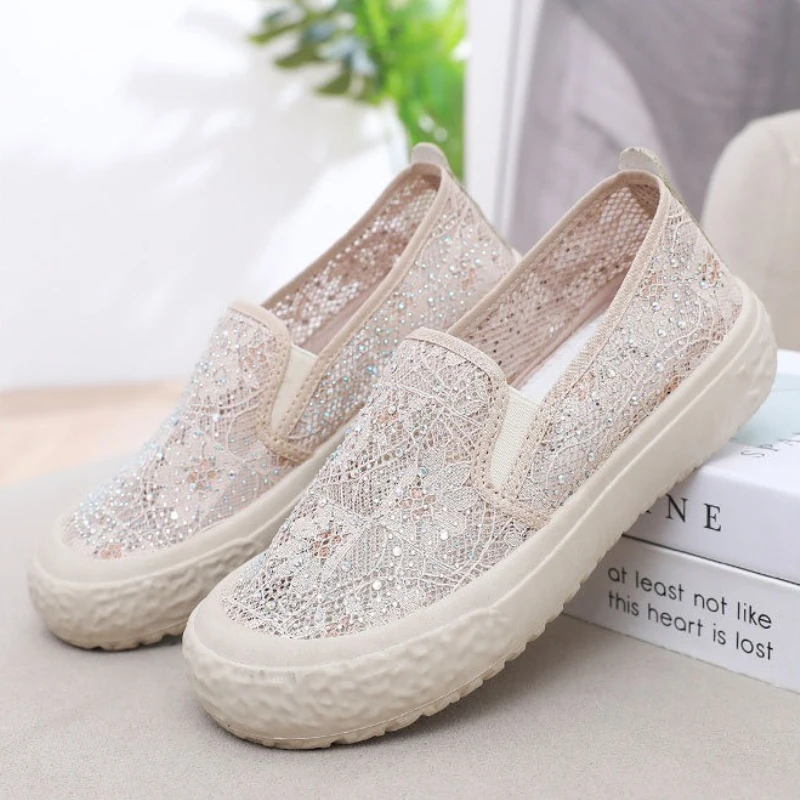 

Лето 2022, кружевные лоферы, дышащая обувь на платформе, удобная легкая женская обувь на мягкой подошве на плоской подошве, босоножки Женночи