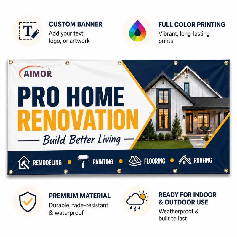 AIMOR Custom Size Advertising  Picture Colorful Print PVC Outdoor Waterproof Spray Cloth Banner Vinyl/Fabric Vinyl  DIY ﻿