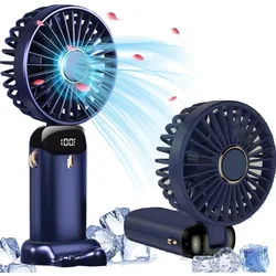 Mini Fan Portable Handheld Fan 5 Speed ​​USB Rechargeable 5000mah with LED Display 7-16 Hours Quiet Suitable for Office Outdoor