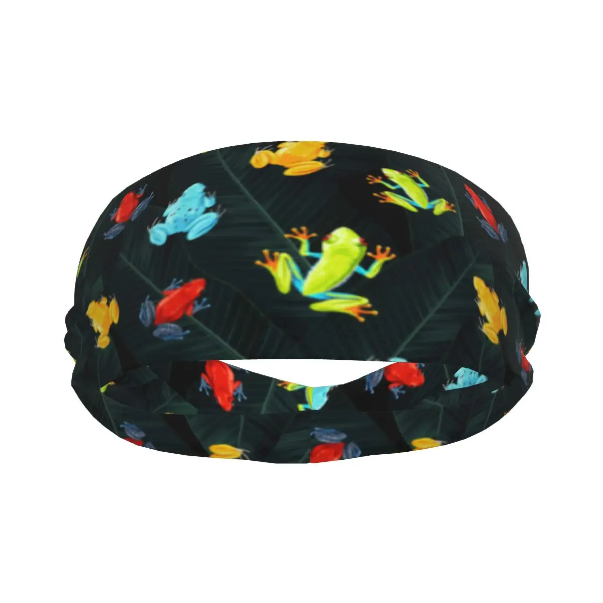 

Sports Headband Tropical Frogs And Palm Leaf Running Fitness Sweatband Absorbent Cycling Jog Hair Bandage