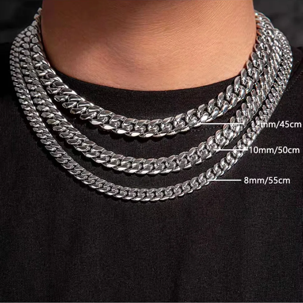 HNSP 316L Edelstahl Kubanische Gliederkette Halskette für Herren Minimalistischer Stil Wasserdichter Schmuck Accessoires Schwere Ketten für Männer – Detail 5