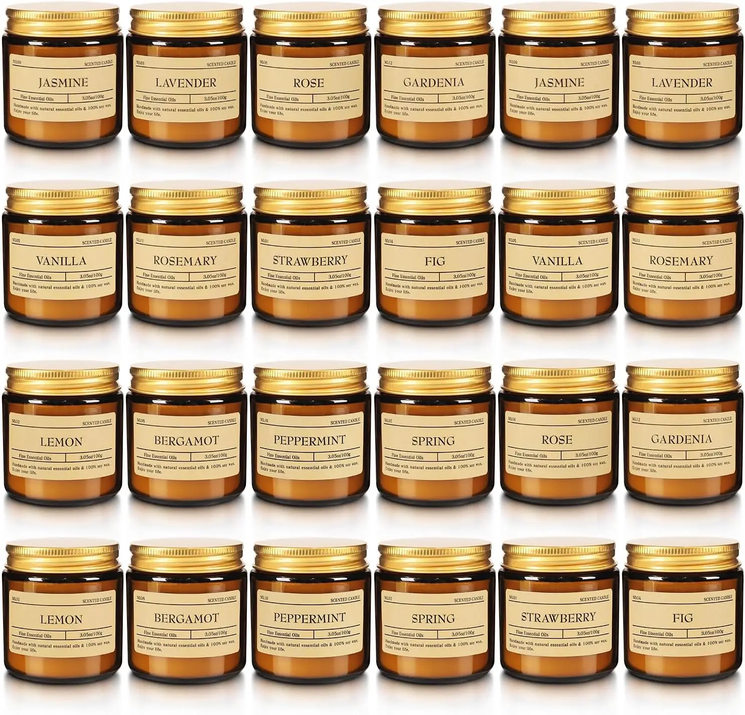 

24-Pack Scented Soy Wax Candles, Long-Lasting Aromatherapy for Home Relaxation and Odor Elimination