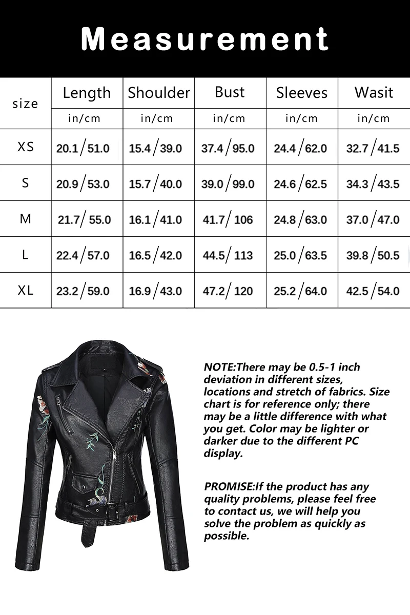 Giolshon Autumn Flowers Embroidery PU Leather Jacket Women Slim Turn-Down Collar Outerwear Zipper Moto Biker Coats Tops Clothes