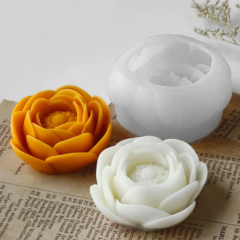 Neue 3D Lotus Silikon Kerze Form DIY Blume Seife Aromatherapie Gips Harz Handwerk Zement Formen Schokolade Kuchen Backform