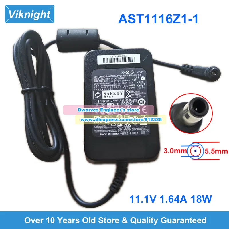 AST1116Z1-1 Ac Adapter 11V 11.1V 1.64A 18W for Epson LW-500 LW-600P Z700 Lable Printer Power Supply 5.5x3.0mm