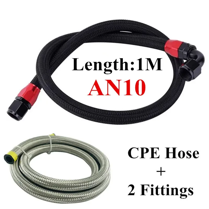 AN10 1M Stainless Steel Brained CPE Rubber Fuel Oil Hose Line Hose Tube With Straight 0 45 90 180 Degree Swivel Hose End Fitting
