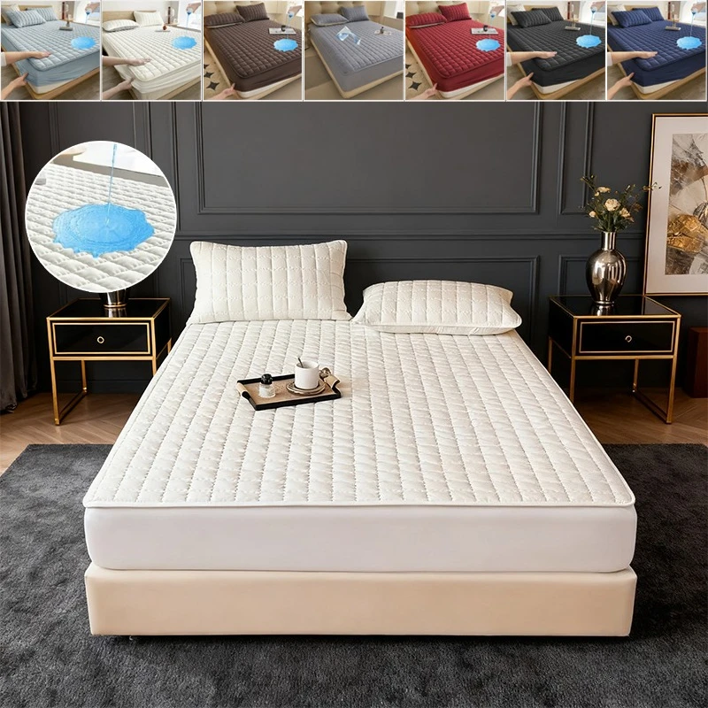 

Solid Color Waterproof Mattress Cover Soft and Breathable Mattress Protector Machine Washable for Single Double King Size 침대 가드