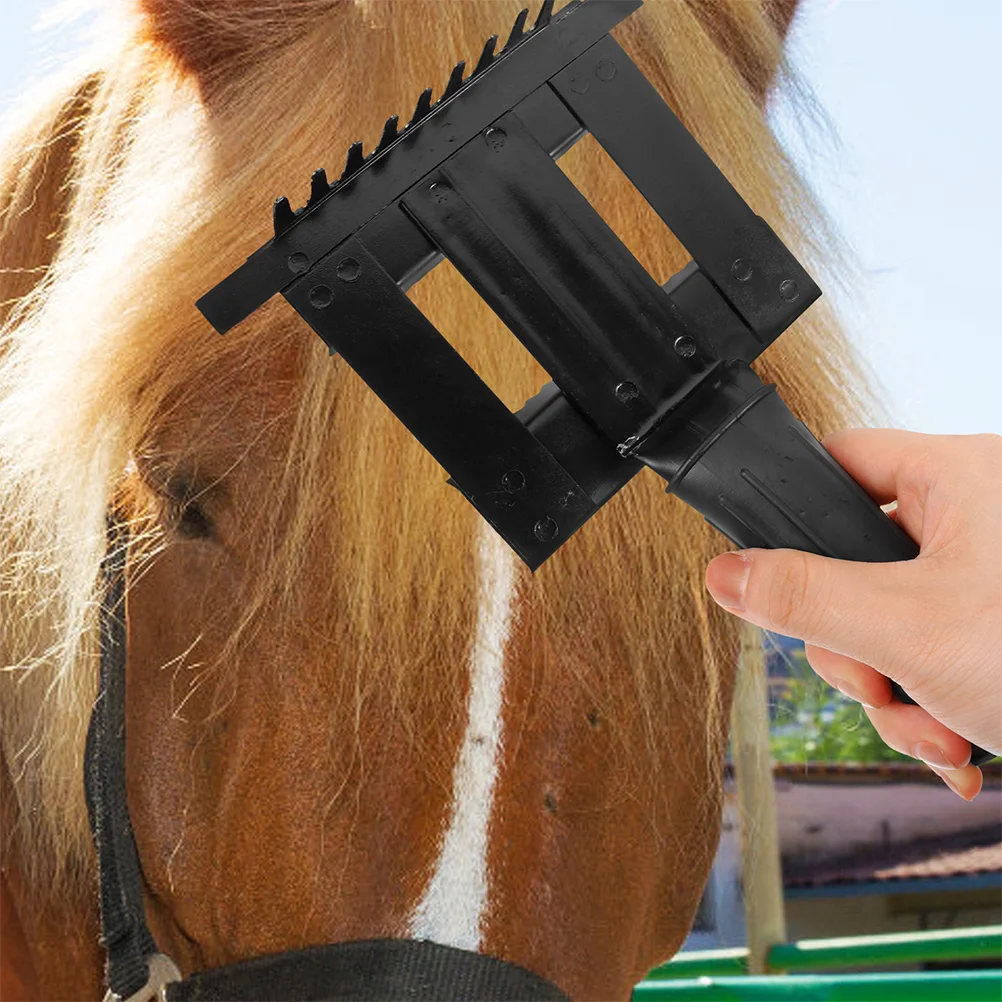 

2pcs Horse Grooming Comb Rubber Metal Lightweight Ergonomic Non-Slip Handle Livestock Cleaning Tool Brush Supply Rake For Large