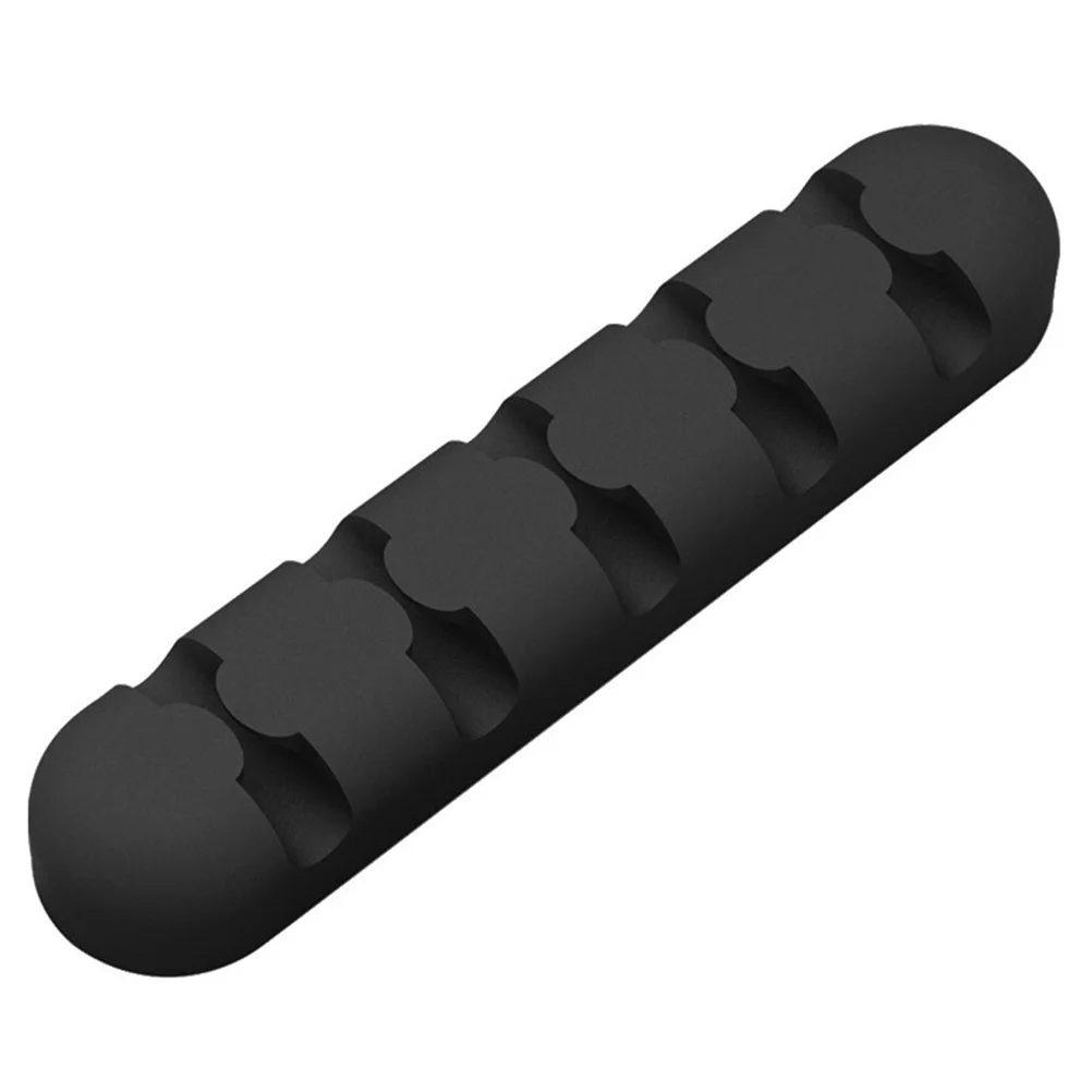 Avvolgicavo in silicone nero per gestione cavi USB Supporto per spina Organizzatore per riporre cavi Supporto per spina avvolgicavo con clip