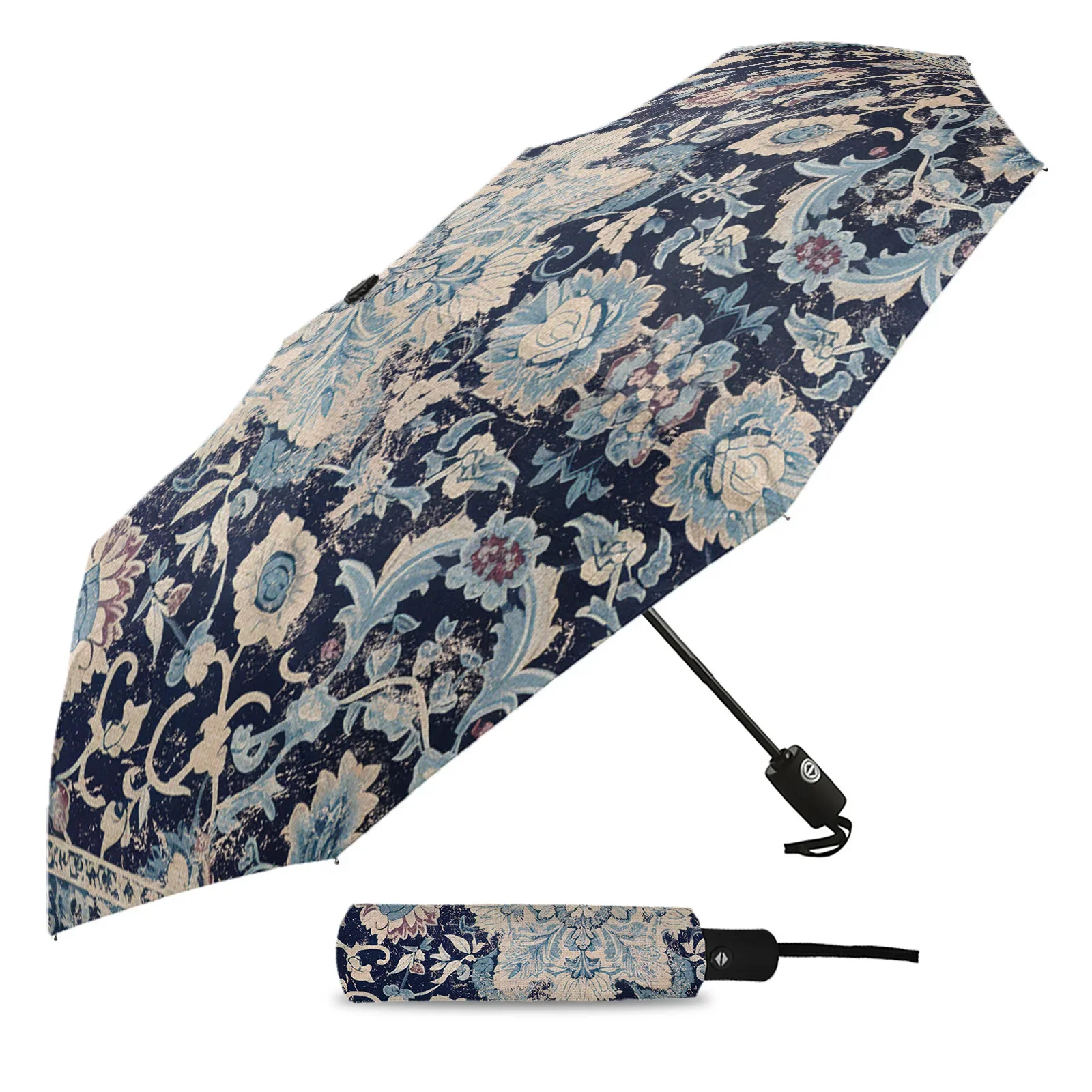 Retro Medieval Turkish Pattern Automatic Umbrella Travel Folding Umbrella Portable Parasol Windproof Umbrellas