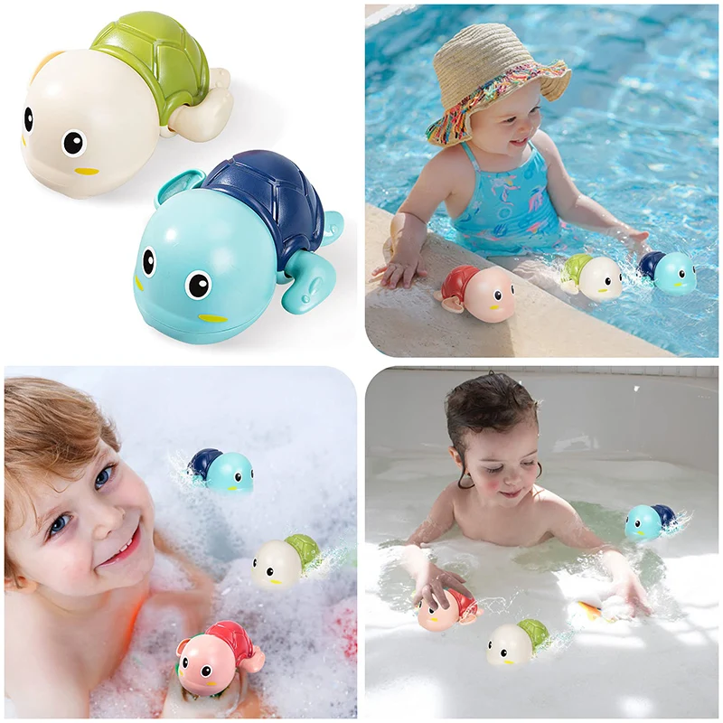 Juguetes de baño para niños pequeños, Tortuga de natación, juguetes flotantes, bañera de agua, piscina preescolar, regalos para bebés