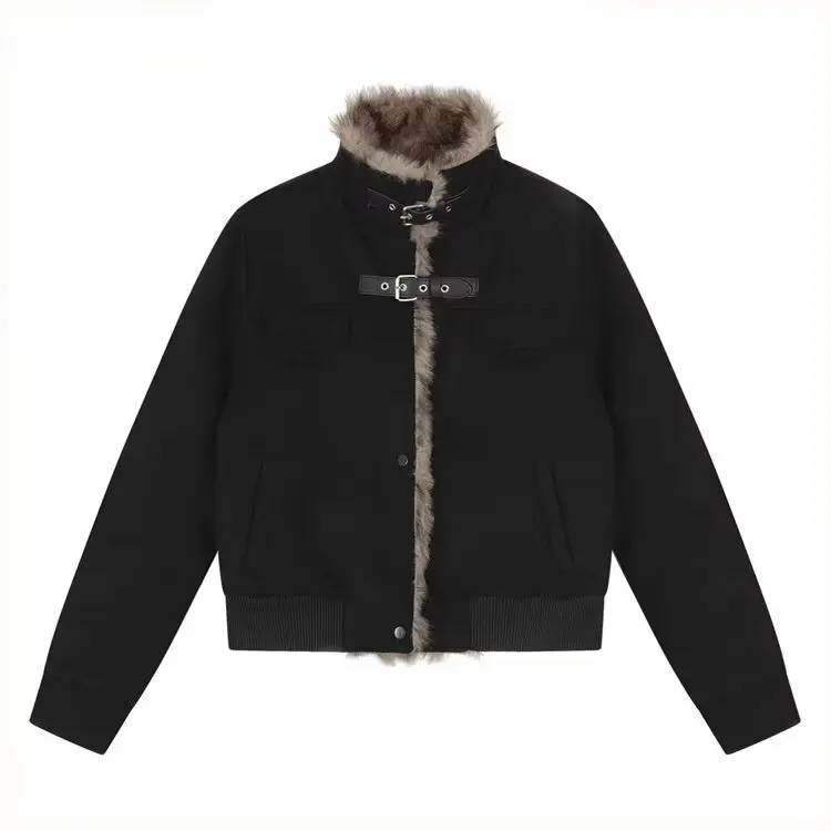 

Autumn Winter plus Size Women's Suede Jaet Casual Versatile Loose Fit Top Layered Design Polyester Fiber Long Sve Coat