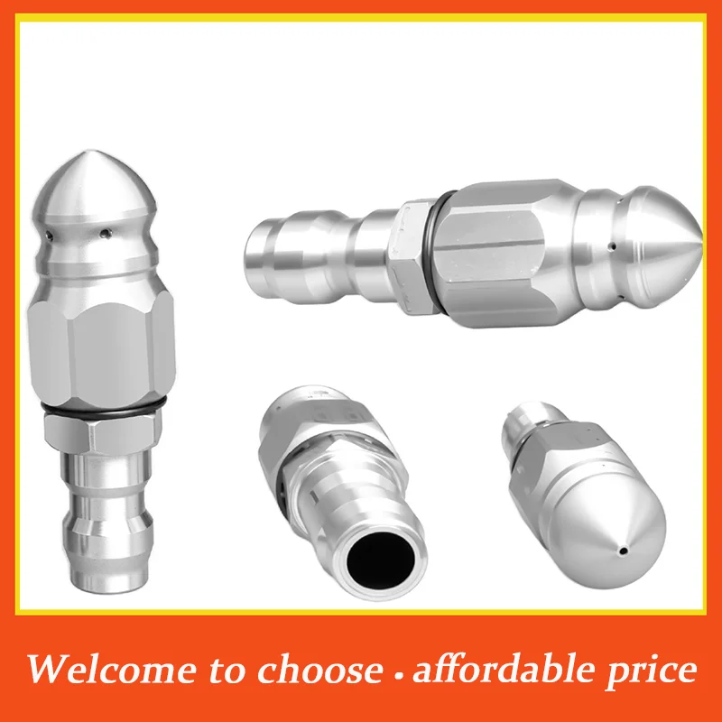 []Pressure Washer Sewer Jetter Nozzle Drain Cleaning Stainless Steel Nozzle 1/4" Quick Connector 5000 PSI For Drain Jetting Hose