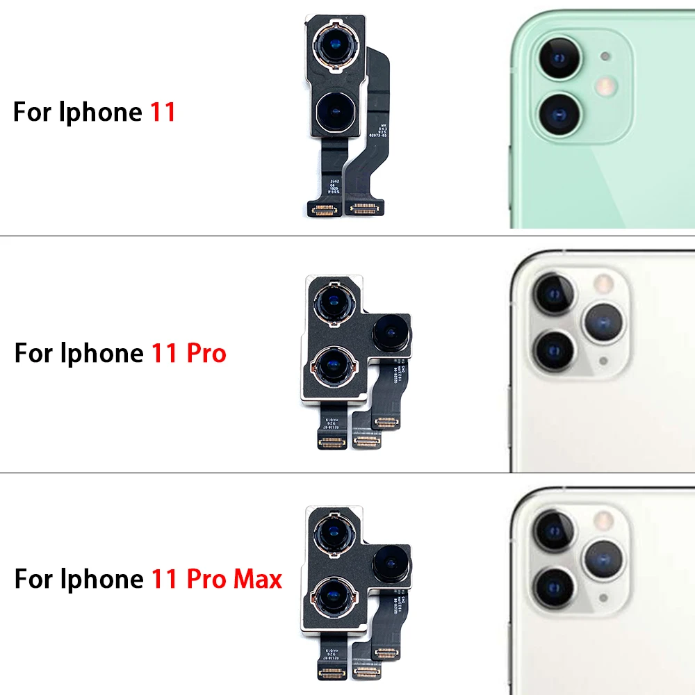 กล้องหน้าหลัง5ชิ้นสำหรับ iPhone 11 / 11 pro/ 11 PRO MAX ทดสอบคุณภาพสูงด้านหลังกล้องหลักสายเฟล็กซ์สำหรับโทรศัพท์