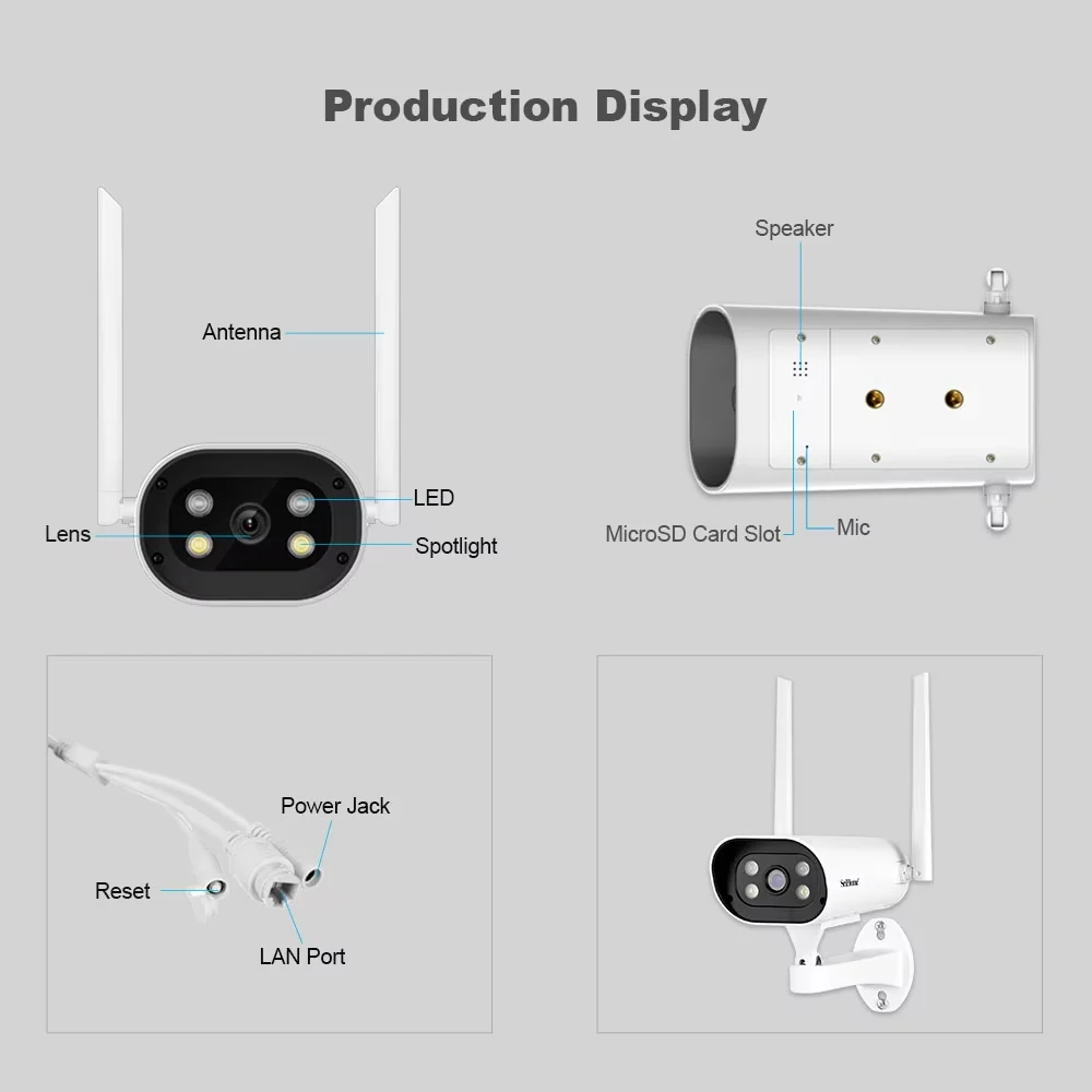 Imagem -06 - Srihome Proteção de Segurança Câmera ip Wifi 4.0mp 2.4ghz 5ghz ao ar Livre Ip66 à Prova Dip66 Água Cor Visão Noturna Áudio Bidirecional Sh037