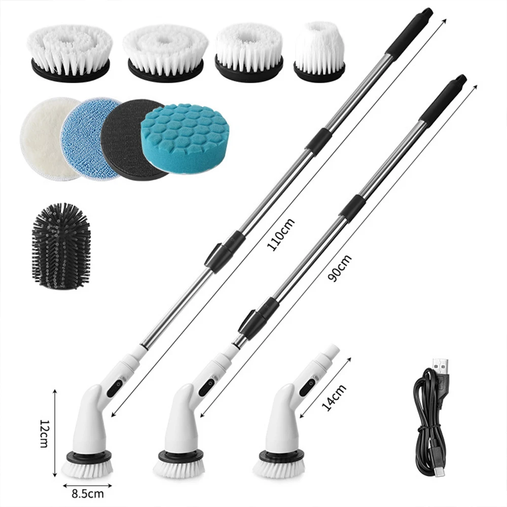 Electric Cleaning Brush, Electric Rotary Floor Scrubber, Wireless Electric Rotary Scrubber, Replaceable 7 Brush Heads