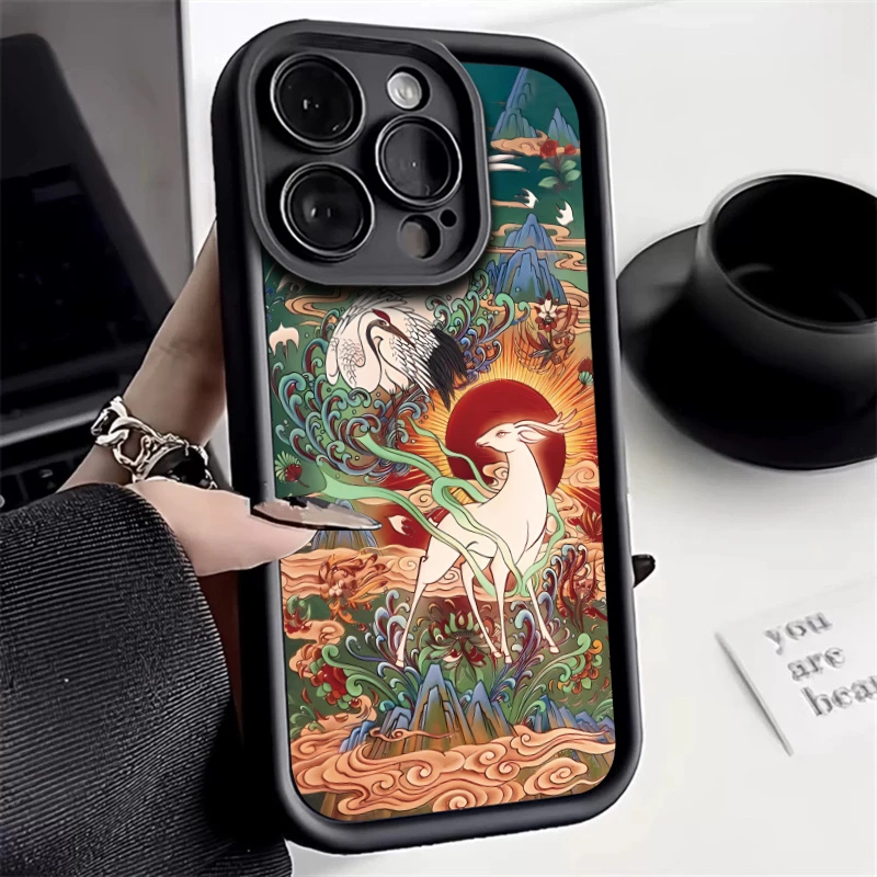 Retro gorgeous totem Case for IPhone 14 13 12 11 15 Pro Max XS XR X XSMax 8/7 Plus IPones 14Pro 15Pro Matte Soft Silicone Cover image 5