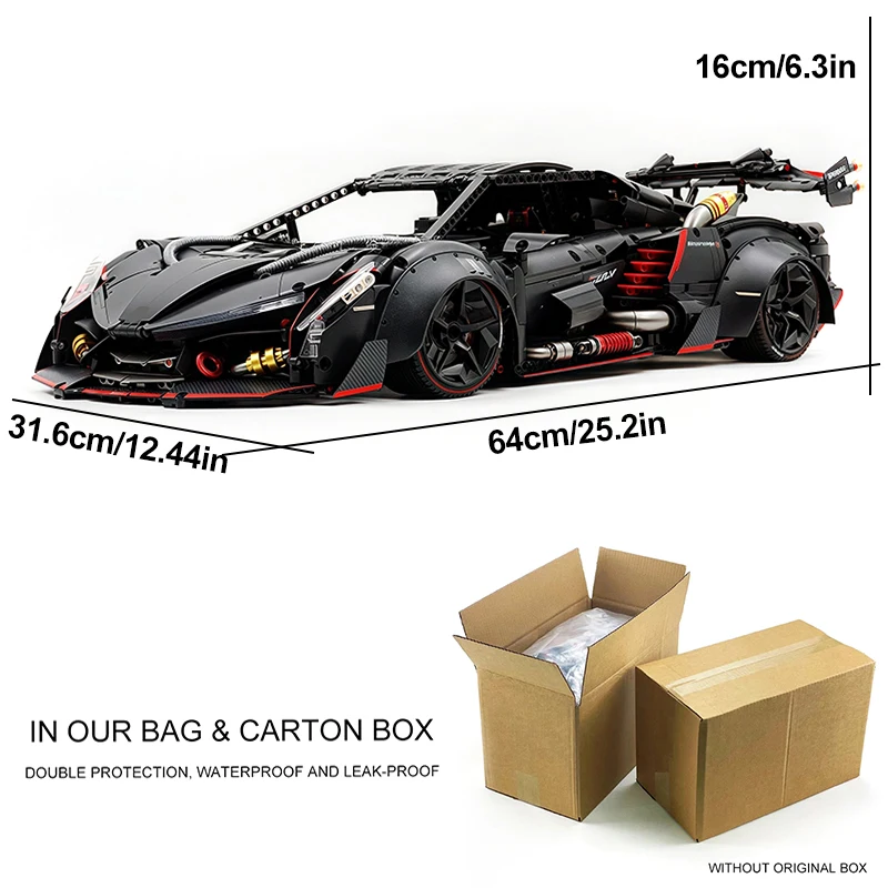 GULY 10639 Technical 1:8 Sports Vehicle Building Blocks Racing Vehicle Bricks Assembly Puzzle Toys kids Adults Birthday Gift Set