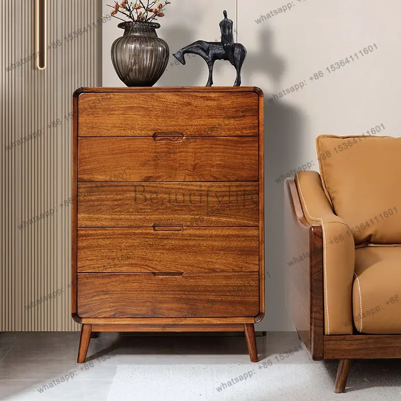 

56Modern Chinese ebony solid wood five-bucket bedroom household storage simple locker