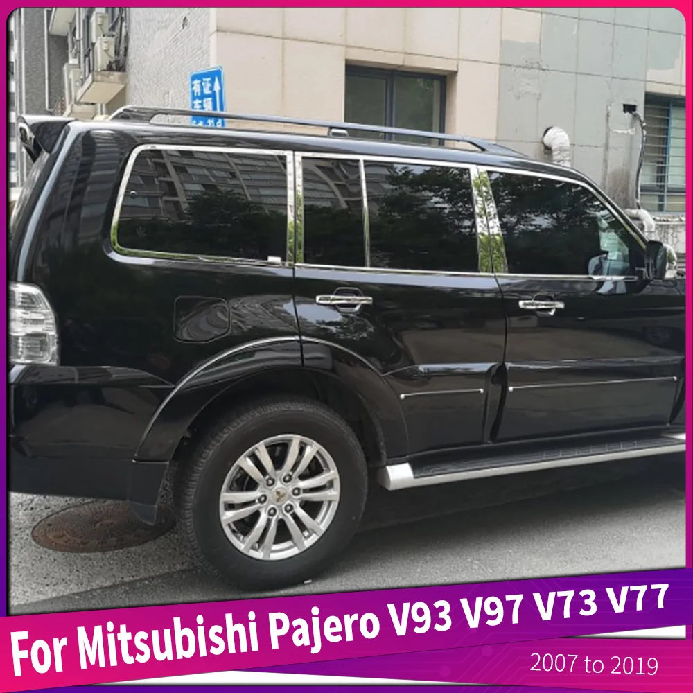 

For Mitsubishi Pajero V93 V97 V73 V77 Car Center Pillar B+C Window Trims Cover Mouldings Decoration 2007 to 2019