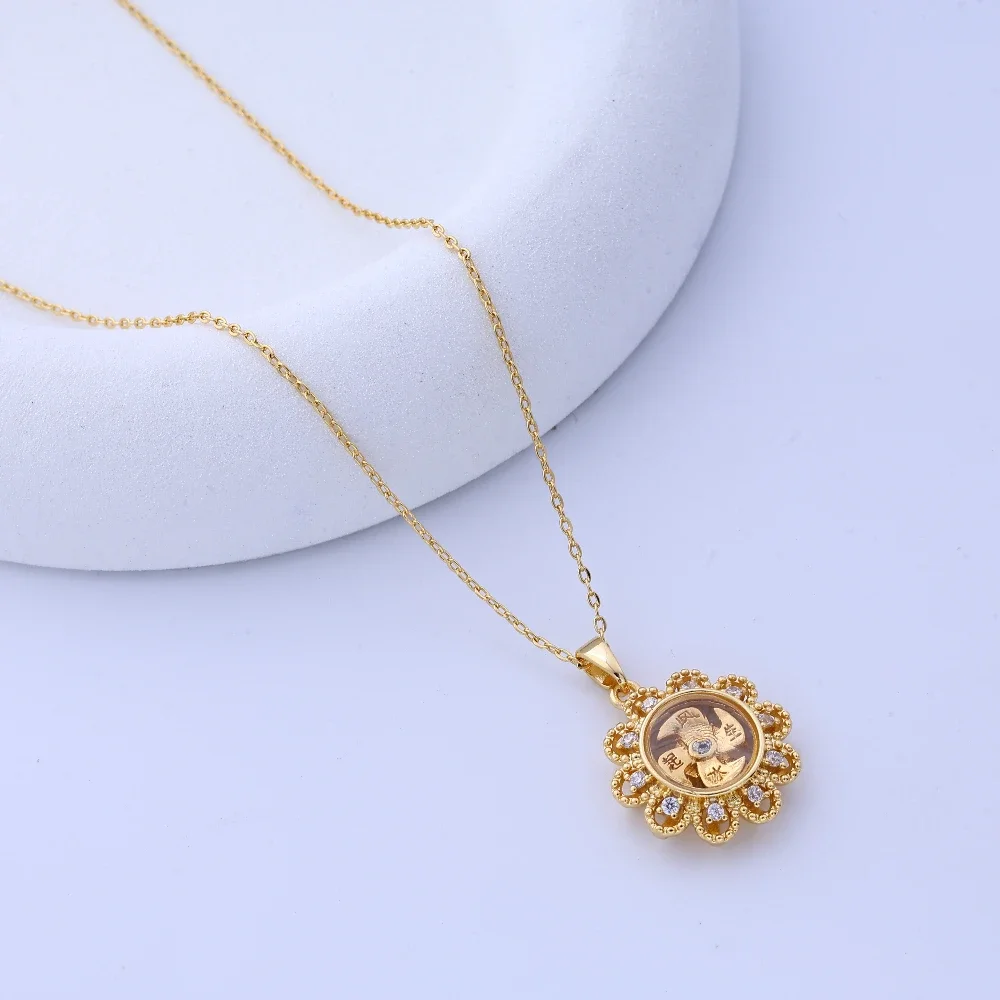 قلادة دوارة مرصعة بالألماس مستوحاة من الطراز العتيق، قلادة مجوهرات للجنسين للديكور الأنيق