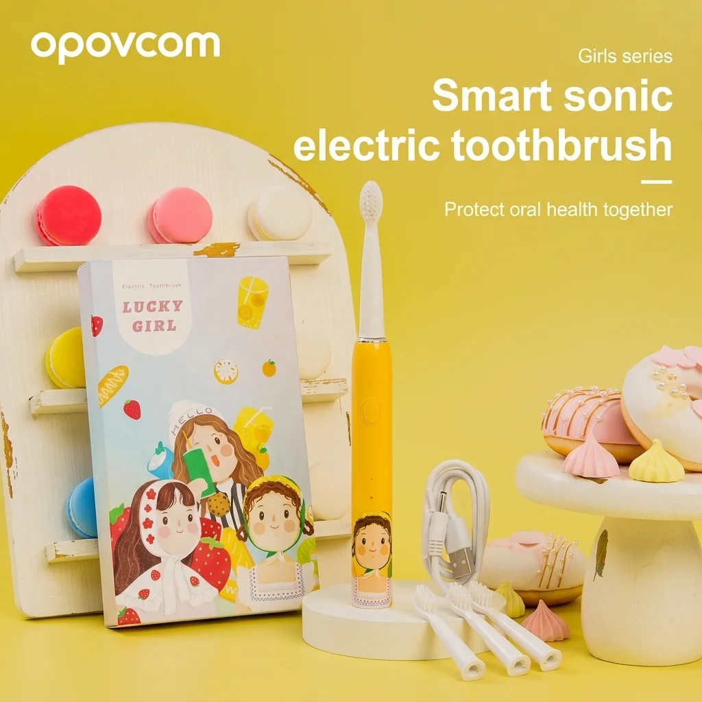 

Rechargeable Kids Electric Toothbrush IPX7 Waterproof Ultra Soft Brush Head 3 Modes Smart Timer for Children Toddler Oral Care