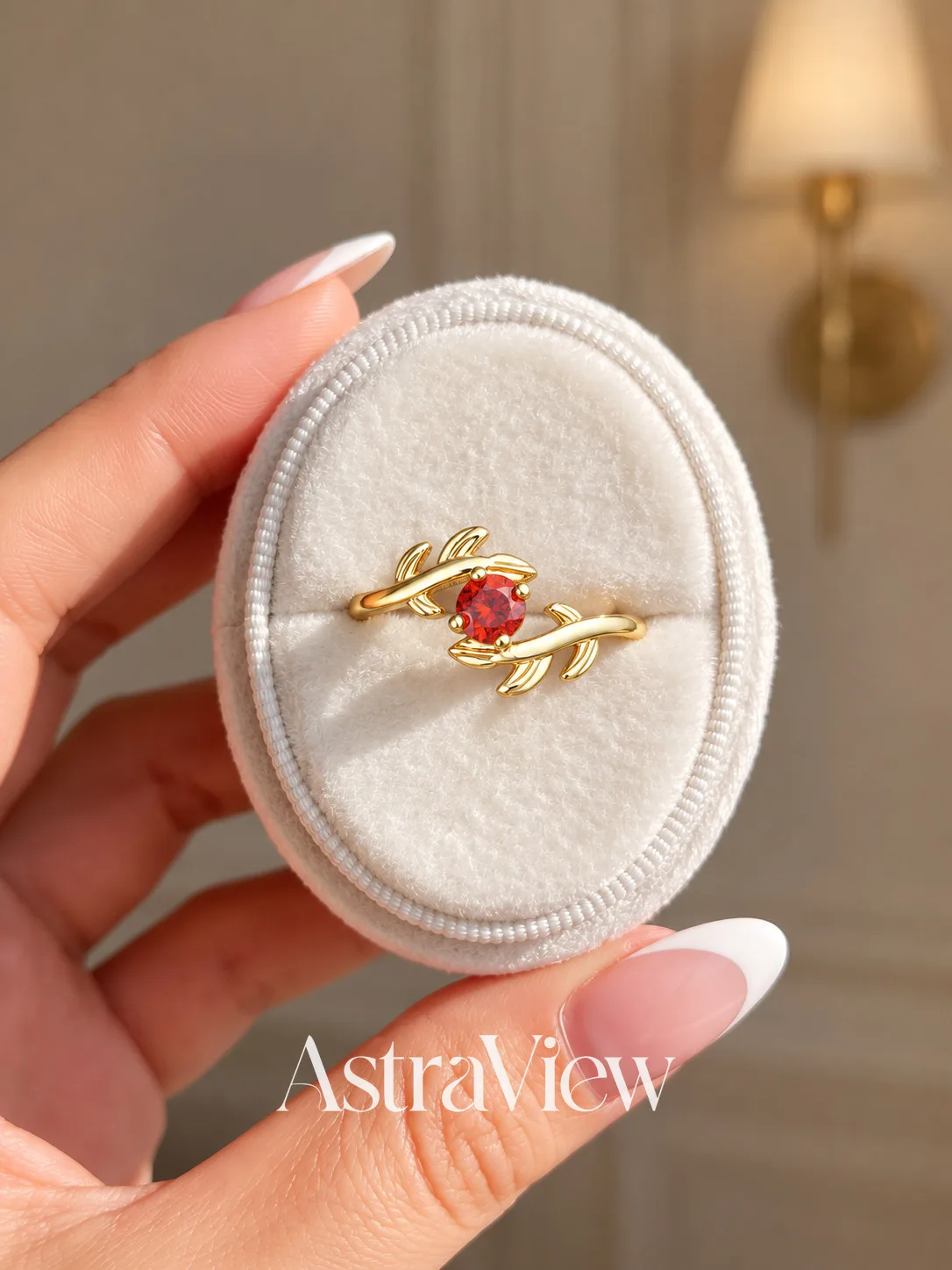 ASTRAVIEW Laurel Embrace Open Ring for Women, Elegant Jewelry, Wedding Bridal Jewelry, Anniversary Gift for Her