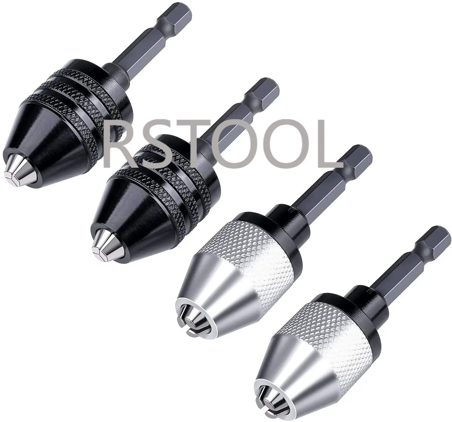 4Pcs 0.3-6.5mm trapano senza chiave Chuck cacciavite adattatore per cacciavite a percussione 1/4 ''Hex Shank Drill Bit Tool convertitore a cambio rapido