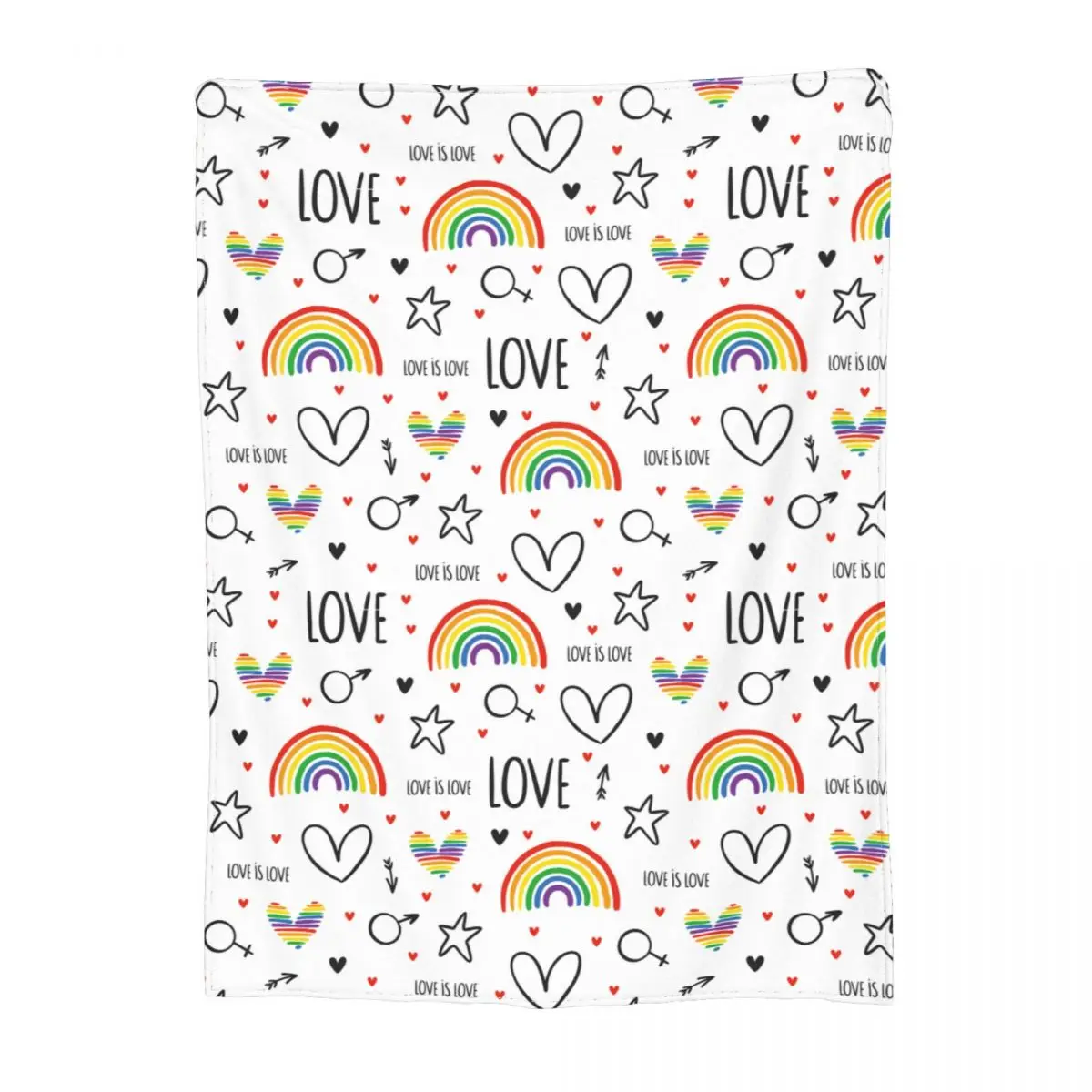 Cute Lgbt Rainbow Hearts Arrows And Stars Blanket Plush Gay Pride Month Love Freedom Support Soft Throw Blankets for Bed Bedroom