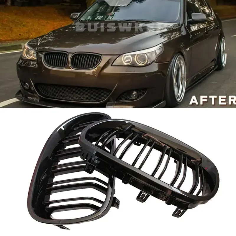 

Для BMW E60 E61 2003-2009 M5 525i 528i 528xi 530i глянцевая черная решетка радиатора в форме почек, спортивная решетка капота