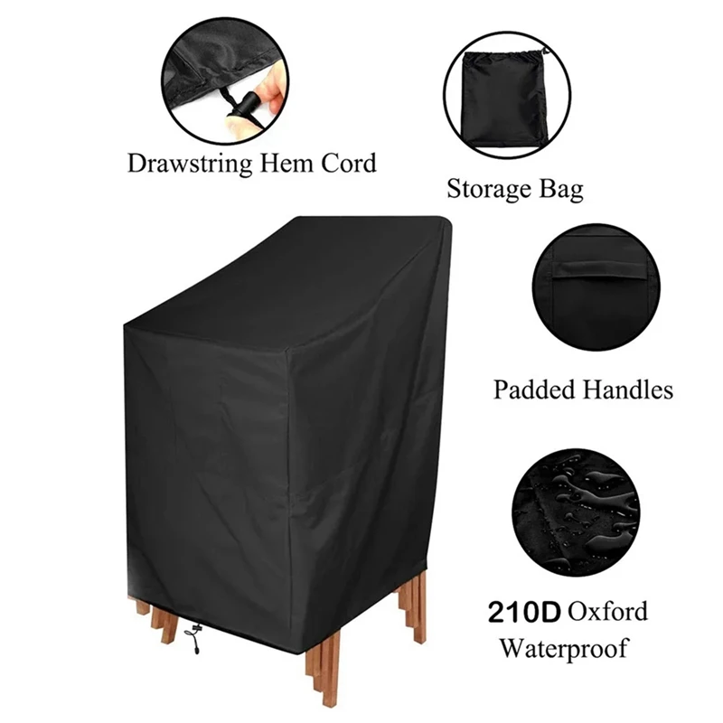 Outdoor Garden Yard Chair Cover Stacking Outdoor Chair Cover Waterproof Rain Snow Dust Wind-Proof Anti-UV Chair Covers