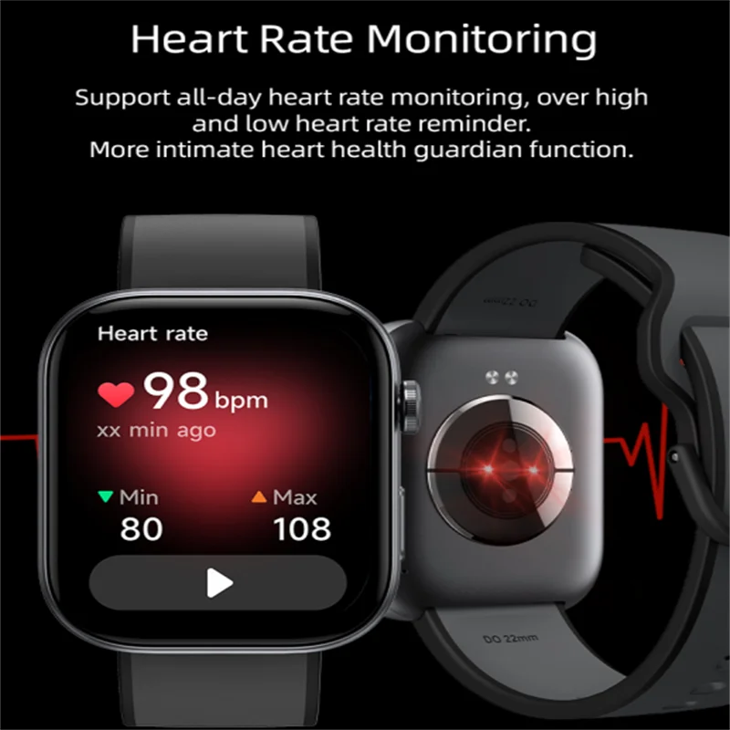 NEW GTX12 1.99inch AMOLED Smartwatch For Men Women PPG Blood Pressure 100+ Sport Heart Rate Monitoring Sleep Monitoring Smart