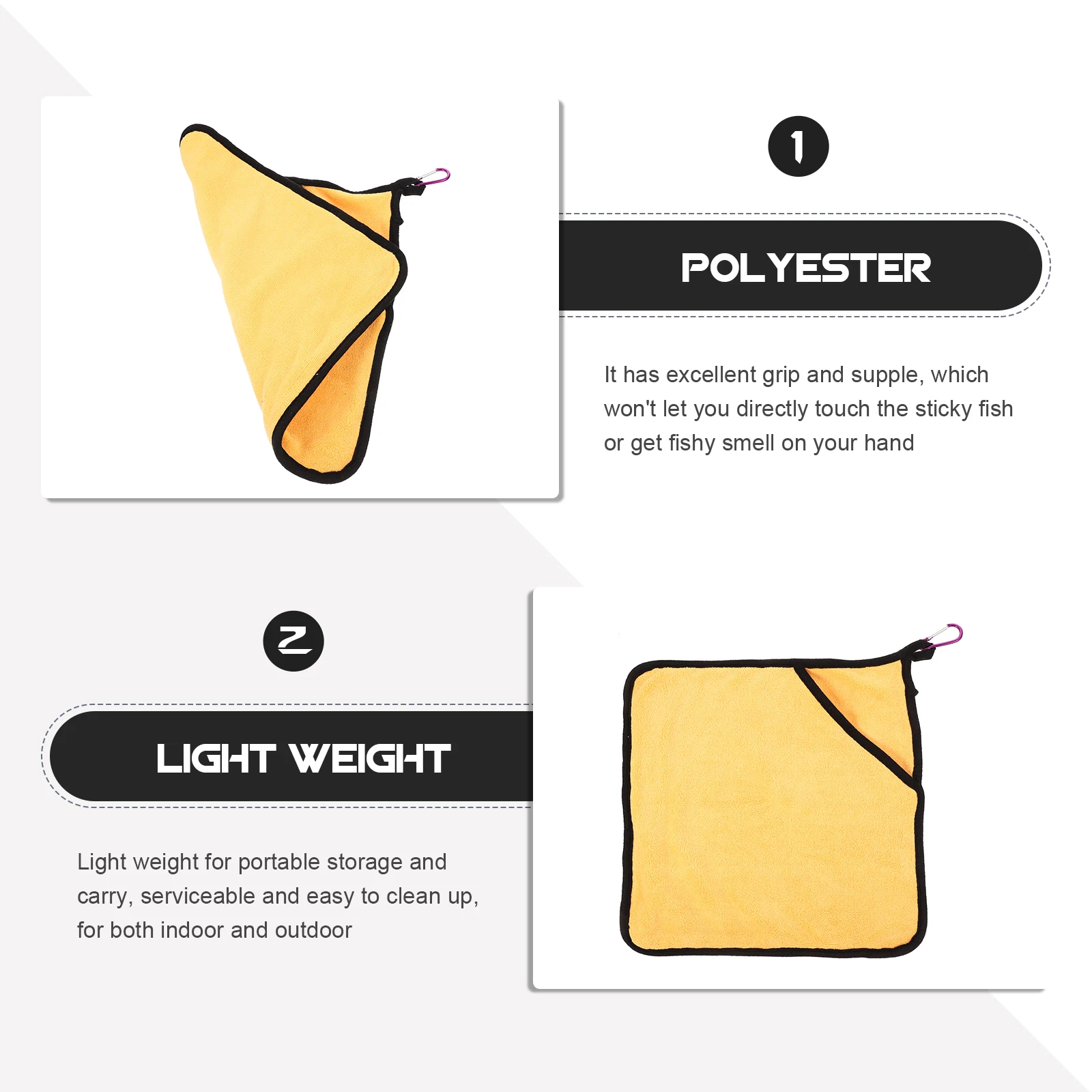 

2pcs Fishing Towel Double Layer Skidproof Catch Fish Towel For Fisherman Outdoor Use Non-Slip Fish Gripper Tool Lightweight