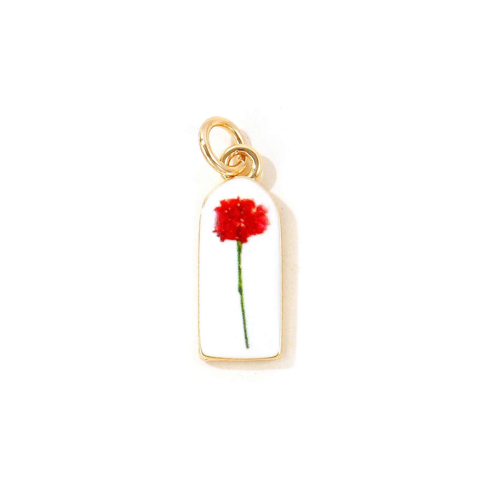 1 Stück mehrfarbiger Blumen-Emaille-Anhänger mit geometrischem Muster, 18K vergoldeter Messinganhänger für DIY-Halsketten-Schmuck, Großhandel, 25mmx8mm – Detail 4