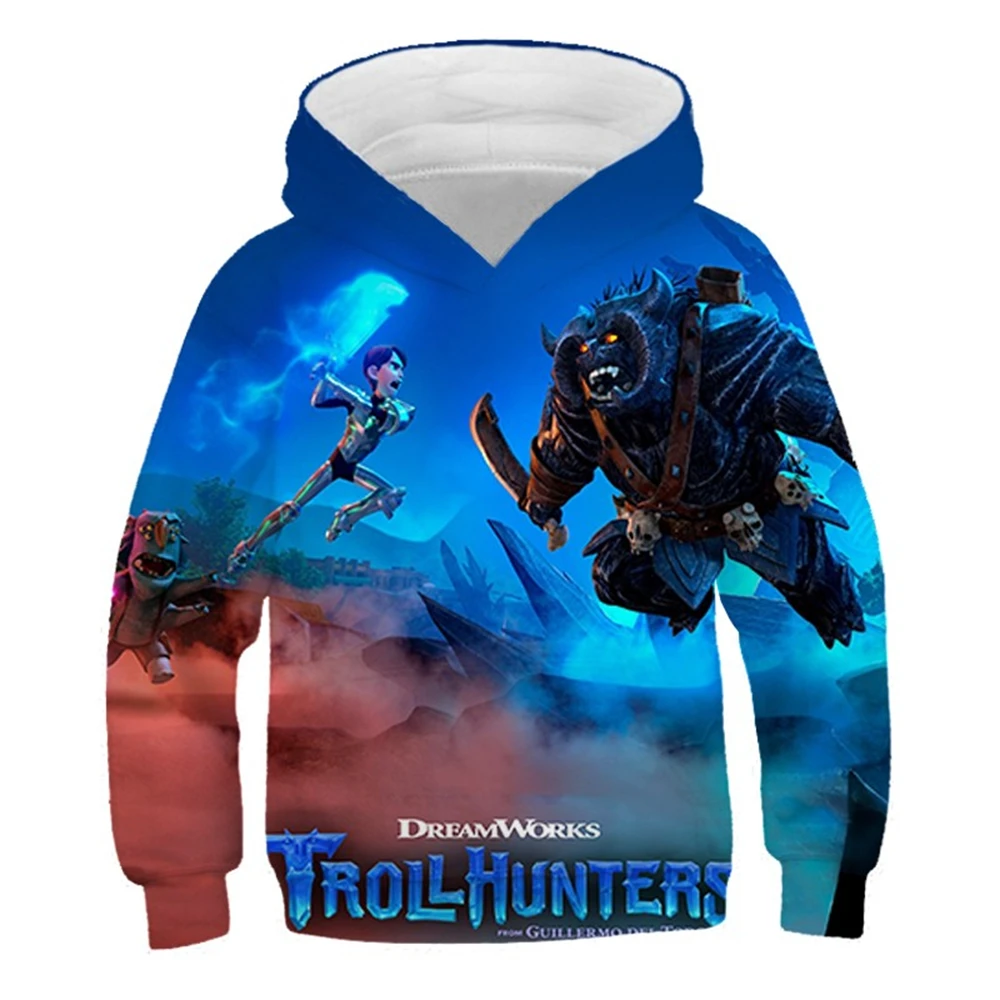 2024 Autumn Hot Sale Childrens Clothing Casual Versatile Hoodies Movie Troll Hunter Trendy Boys and Girls Hooded Sweatshirts