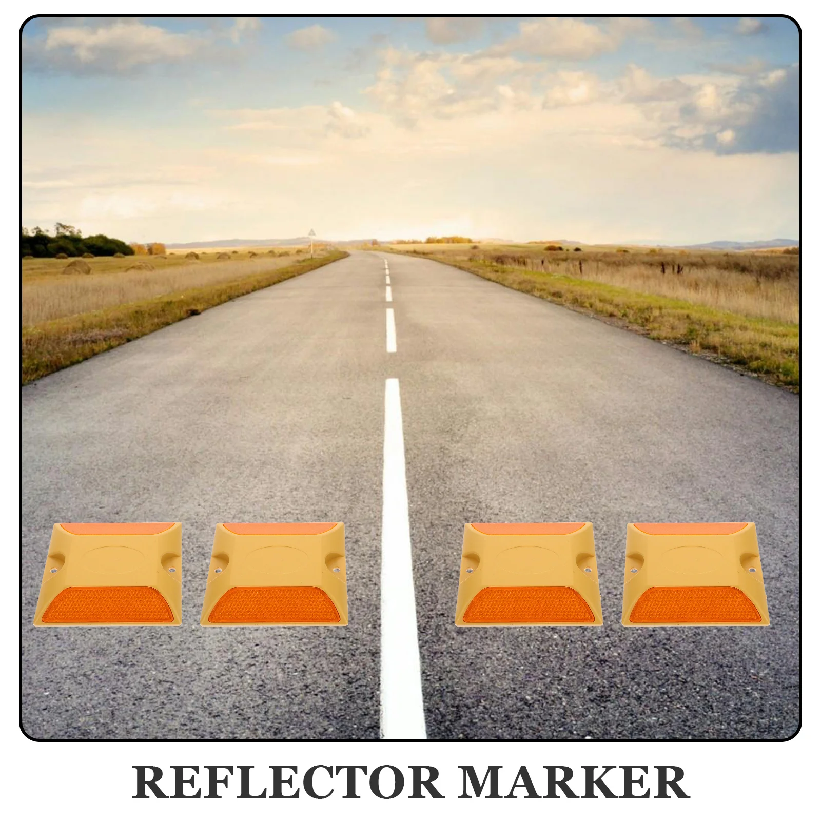 4 قطعة ترصيع الطريق البلاستيكية علامات الطريق السريع العاكسة لمواقف السيارات في الممر عاكسات الرصيف المتينة السلامة المرورية