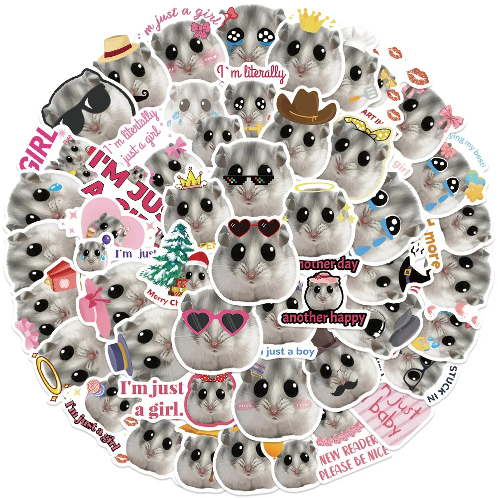 50PCS Hamster Meme Stickers Cartoon Graffiti Decals For Suitcase Skateboards Laptop Fridge Guitar Animals Decorate Stickers