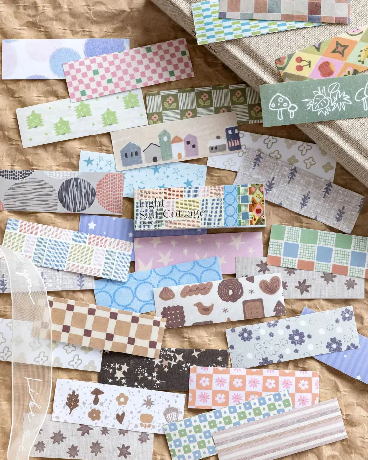 50 Blatt Vintage Washi-Papier-Stickerbuch, Grundfarben-Gittermuster, Scrapbooking, Junk Journal, Deko-Sticker – Detail 15