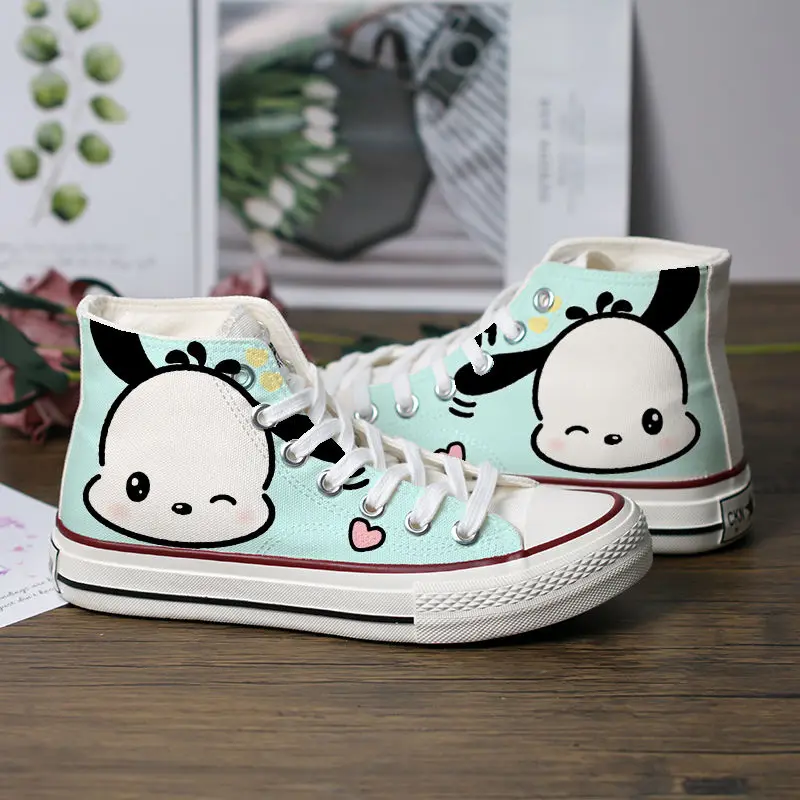 Sanrio Hello Kitty Kuromi Women\'s Casual Platform Sneakers Cinnamoroll Canvas Trainers Sport Shoes Tennis Shoes Walking Sneakers