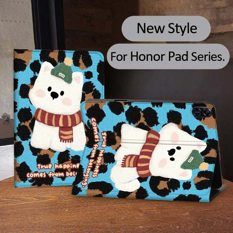 

Retro White Cute Dog Pattern For Honor Magic Pad 6 7 X8 V6 V7 Pro V8 X9 8 V8 9 13 X8a 2 V9 GT X9a X9 GT2 13.3 Inch Tablet Case