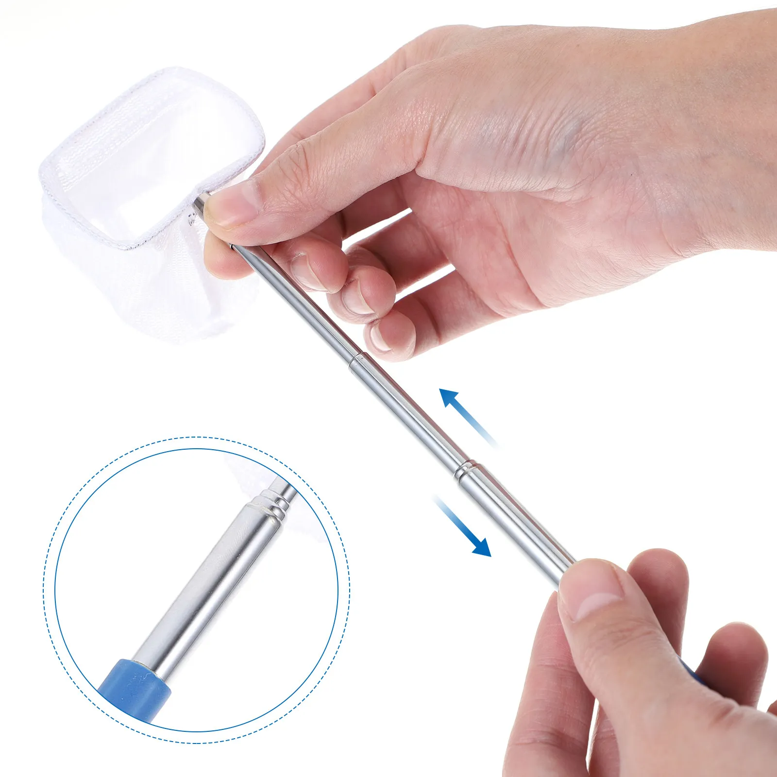 

Набор из 2 телескопических сачков для креветок с мелкой сеткой, безопасных для рыб, для вылавливания кристаллических креветок, для прудов и аквариумов, портативные