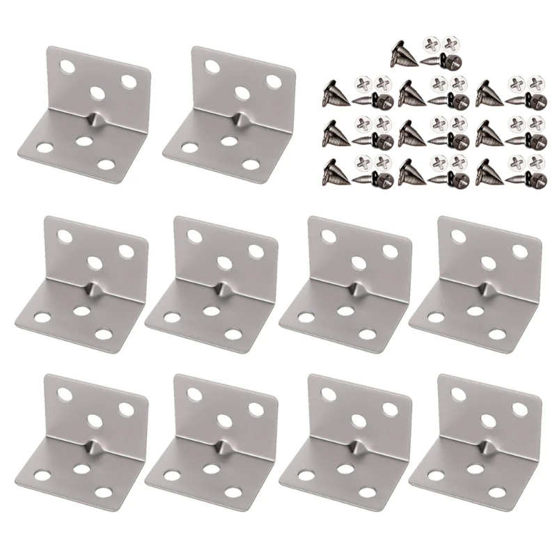 

10Pcs Right Angles Brackets Cabinet Connector Stainless Steel Corner Brace L-Shaped Corner Code Furniture Plate Dropship