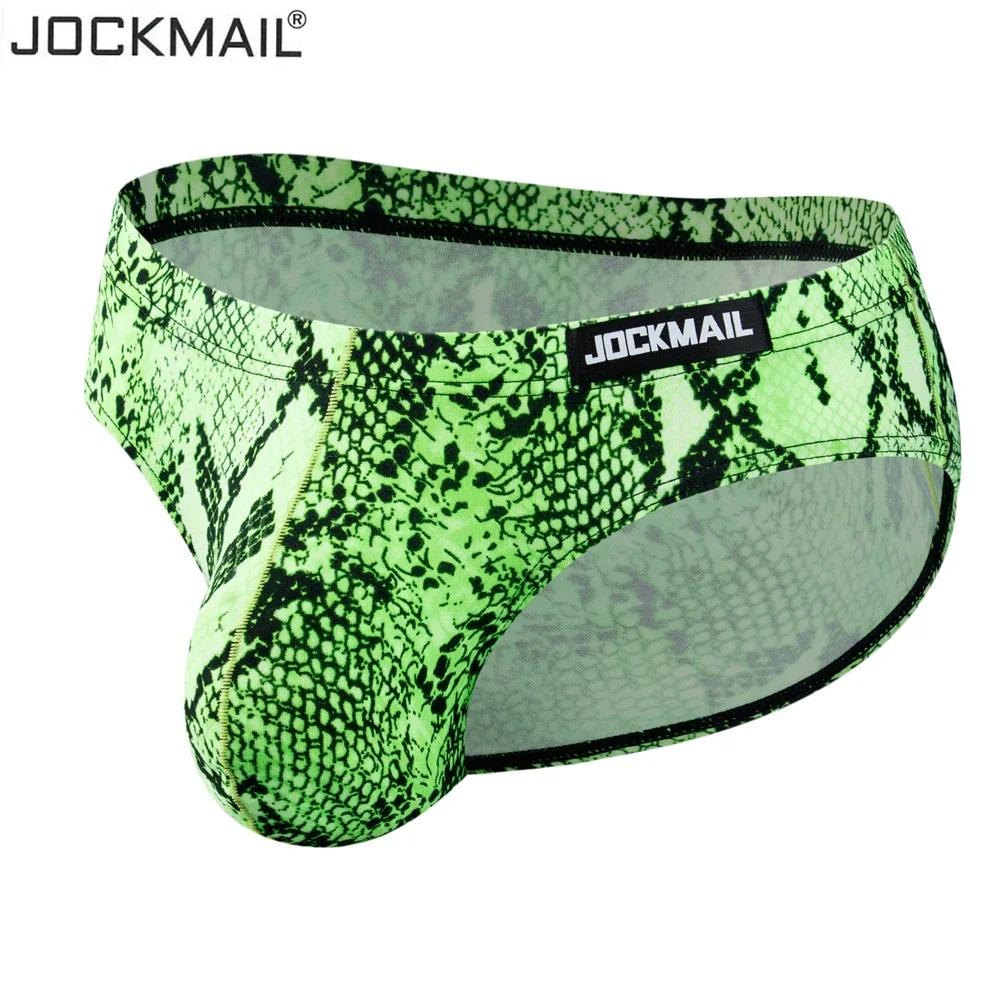 Jockmail Sexy Men Bikini Brief Underwear Leopard Grain Penis Pouch Jockstrap G-strings Thong Cuecas Gay Male Panties Slip Homme