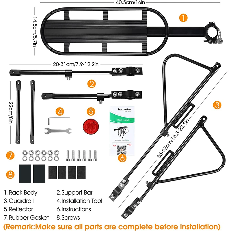 WEST BIKING Bicycle Rear Rack For 20-29 Inch MTB Bike Luggage Carrier Stand Quick Release Aluminum Alloy Cycling Cargo Shelf