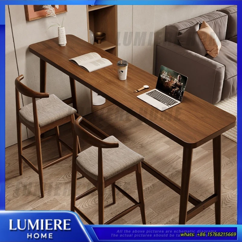 

Комплект барной мебели из массива дерева для дома, кафе, балкона: настенный высокий узкий стол-стойка для столовой, кофейни, бистро, паба