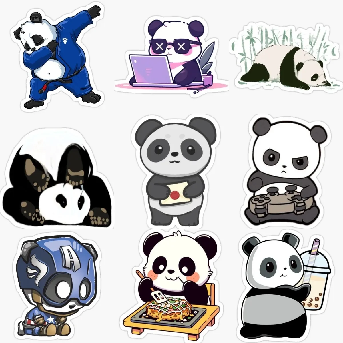 

Cute Panda Creative PVC Stickers Accessories for Decorate Car Wall Bicycle Table Motorcycle Off-road Helmet Camper Bumper Decal