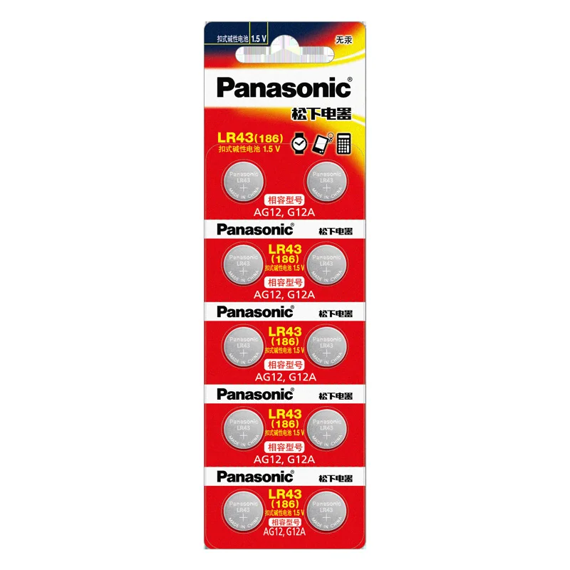 2-50PCS Original Panasonic AG12 LR43 SR43 1.55V Button Battery LR1142 186 386 V12GA SR43W SR1142 For Watch Toys Remote Control
