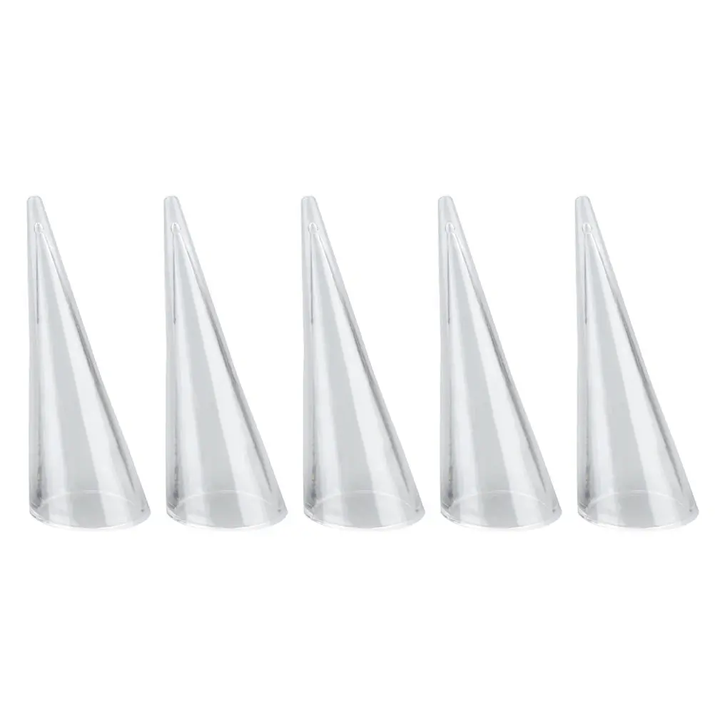 5Pcs Acrylic Ring Display Holder Cone Shape Jewelry Stand Smooth Flat Base Stable Table Top Display for Retail Craft Home Use