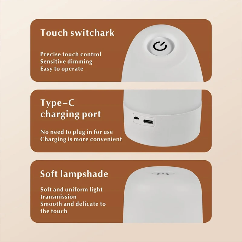Touch Lamp for Bedroom, Table Lamps Rechargeable Remote Control 16Color Nightstand Light Breastfeeding Sleep Aid Portable