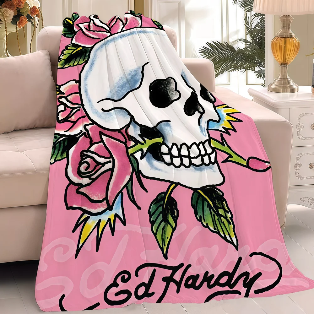 أزياء العلامة التجارية E-Ed H-Hardy بطانية دافئة وناعمة مناسبة لغرفة النوم غرفة المعيشة أريكة سرير مكتب السفر التخييم